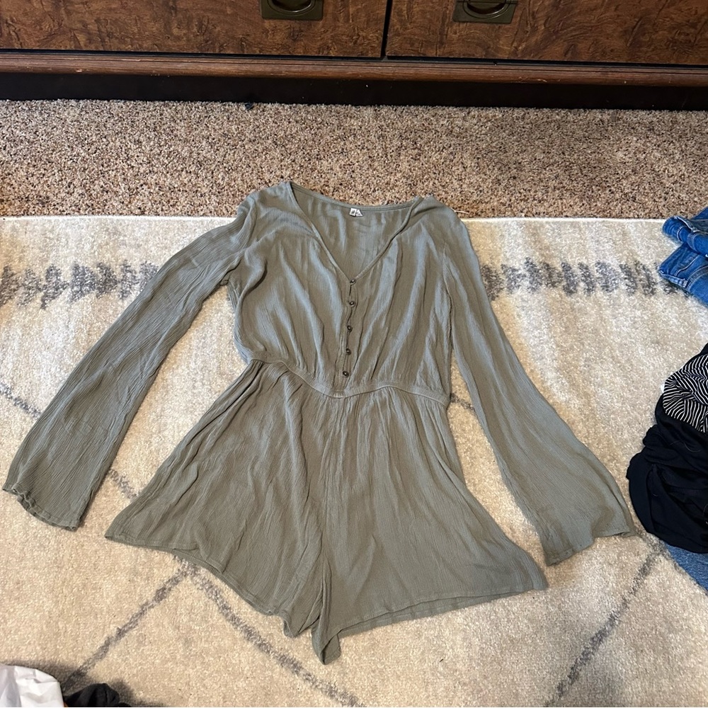 Olive Green Long Sleeve Romper